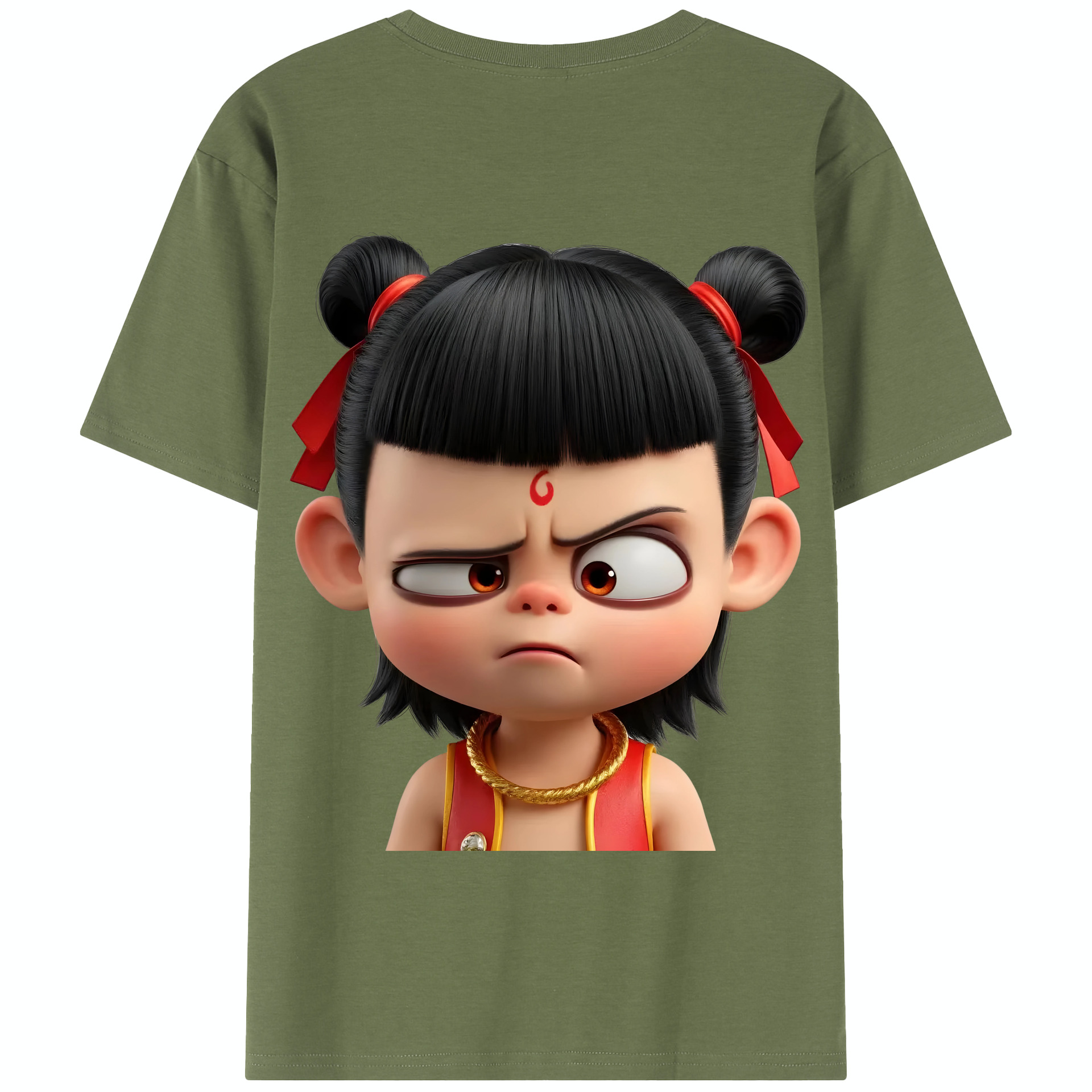 （画像用） Ne Zha 2 ナタ 魔童の大暴れ 綿100％半袖Tシャツ（背面プリント）